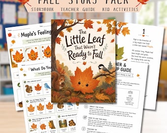 Fall Story Activity Pack, Preschool Kindergarten Worksheets (Digital Download)