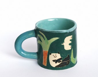 handgemachte Keramik Tasse mit Illustrationen Tasse Cappuccino Kaffee