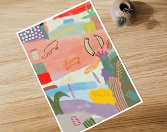 Poster di paesaggio astratto – Volpi giocose, arte della natura