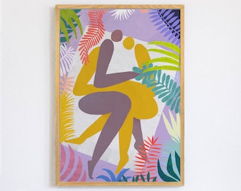 Two Lovers - zwei Verliebte im Grass - Fine Art Print Illustration Poster Wohndekor Druck | Wanddeko | Illustration | Kunstdruck