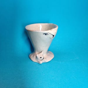 Handmade Ceramic Espresso Cup with Cat Design
