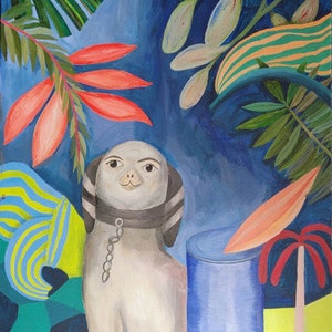 Hund in der Natur: Original Acrylgemälde auf Leinwandpappe, handgemalt & einzigartig besonderes Geschenk für Tierliebhaber