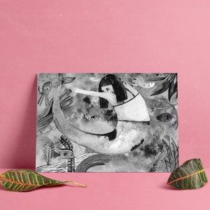 mermaid with friends in the water print