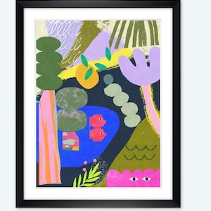 Mondlicht am See Kunst Poster - Minimalistische Wandkunst für Wohnzimmer, Büro oder Schlafzimmer