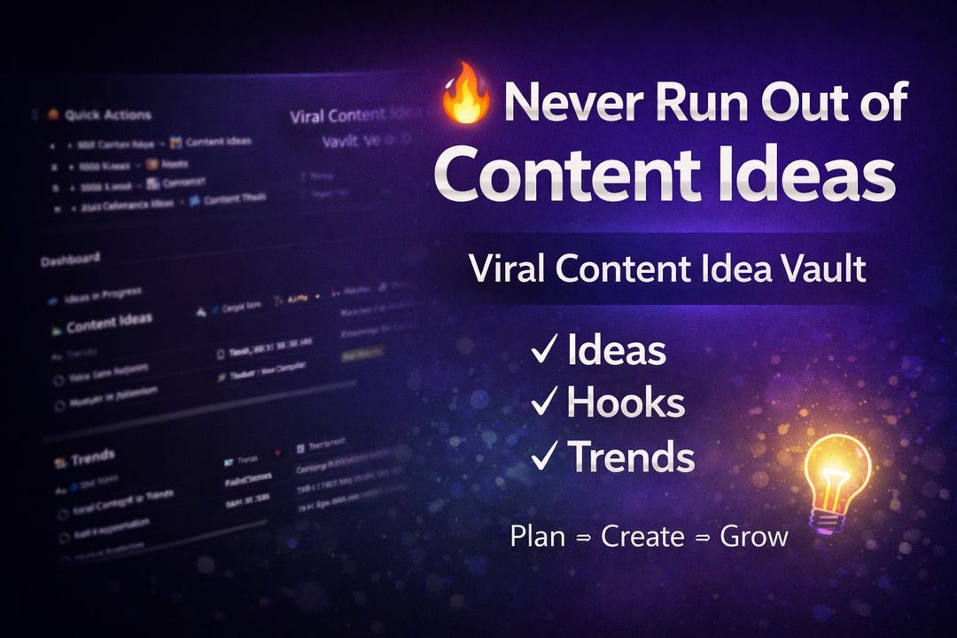 Notion Content Idea Tracker | Viral Idea Vault Template | Tiktok ...