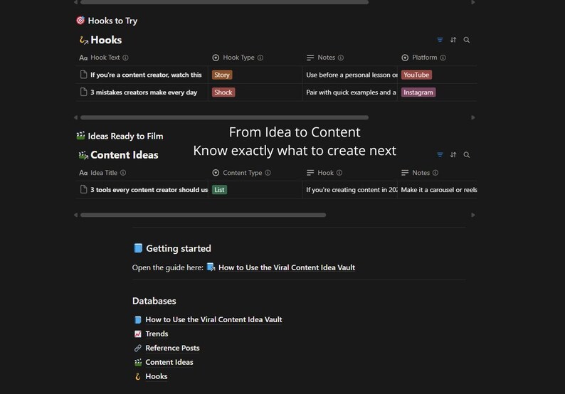 Notion Content Idea Tracker | Viral Idea Vault Template | Tiktok ...