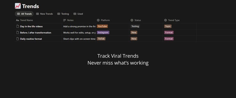 Notion Content Idea Tracker | Viral Idea Vault Template | Tiktok ...
