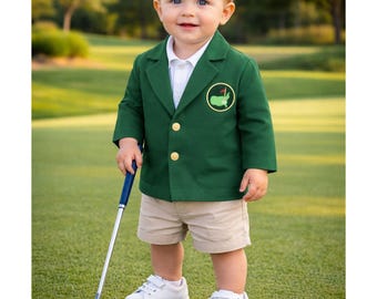Kids Golf Green Jacket for Toddler Baby Boy Girl, Golf Theme Green Blazer Coat, Golf Coat Kids, Kelly Green Blazer