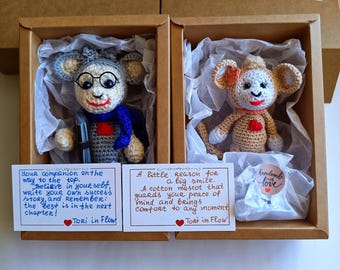 Duo de singes au crochet, cadeau couple personnalisé, paire de meilleurs amis Amigurumi, talismans porte-bonheur personnalisés, deux singes faits main