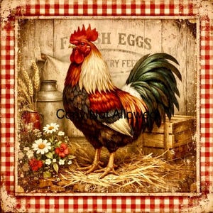 Patchwork Quilt chicken, counted cross stitch pattern booklet