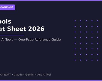 AI Tools Cheat Sheet 2026 Best AI Apps Guide ChatGPT Claude Gemini Midjourney Reference Card Digital Download Beginner Friendly