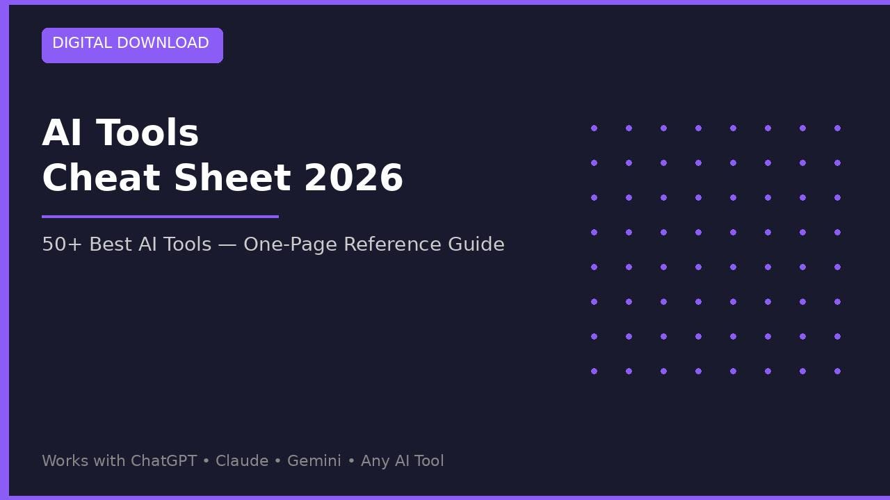 AI Tools Cheat Sheet 2026 Best AI Apps Guide Chatgpt Claude Gemini ...