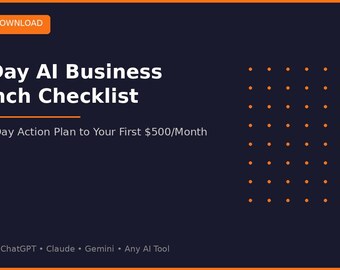 30 Day AI Business Launch Checklist Action Plan Step by Step Guide Start Online Business With AI ChatGPT Digital Download Planner