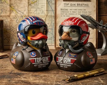 Top Gun 40-jähriges Jubiläum Maverick Pilot Gummiente - Sammlerstück Aviator Badespielzeug - Film Fan Geschenk - Kultige 80er Jahre Actionfigur Dekor