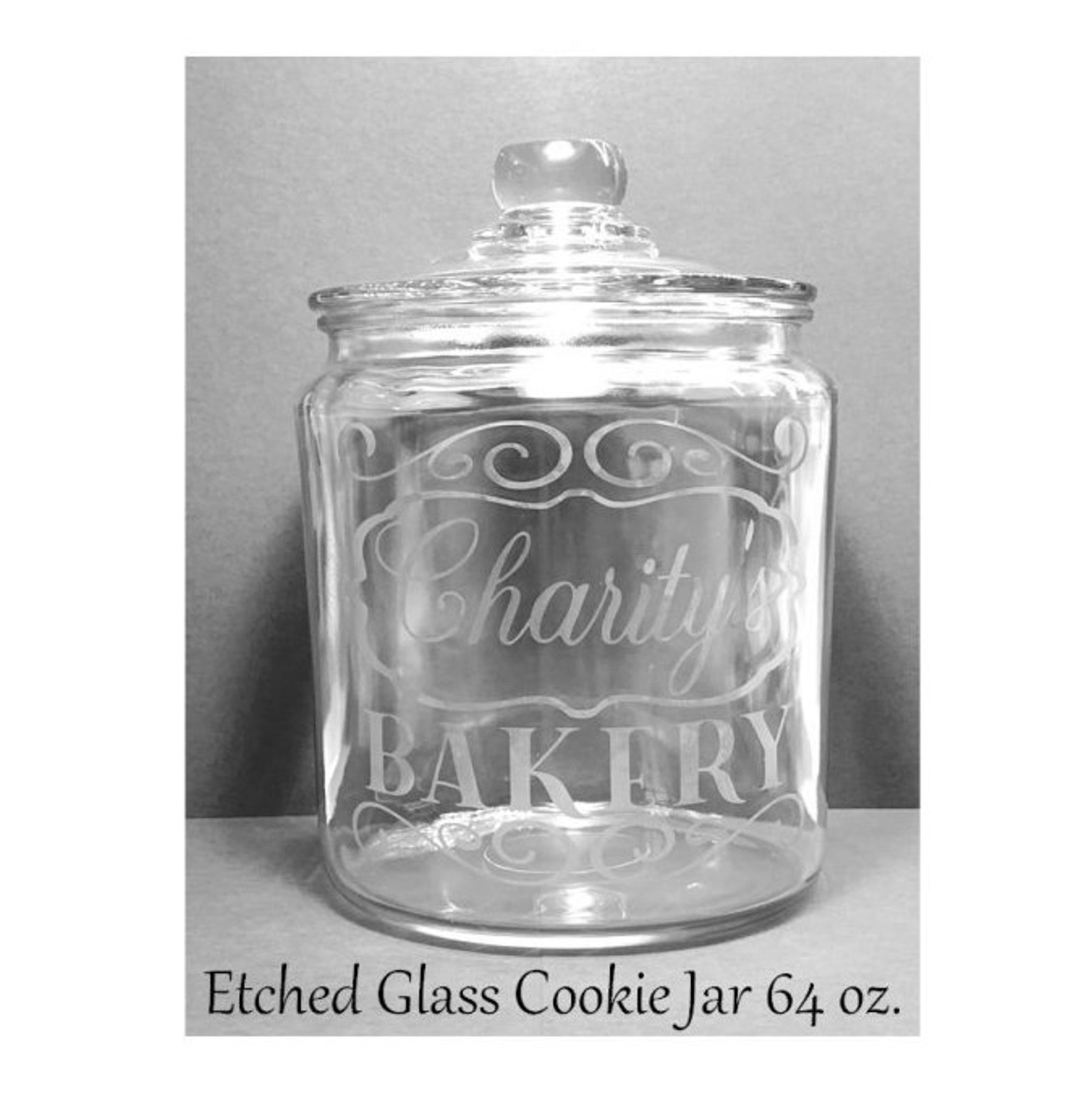 Etched Personalized Bakery Glass Cookie Jar 64 Oz. Etsy