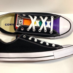 Converse Hand Painted Gay Pride with Rainbow Flag