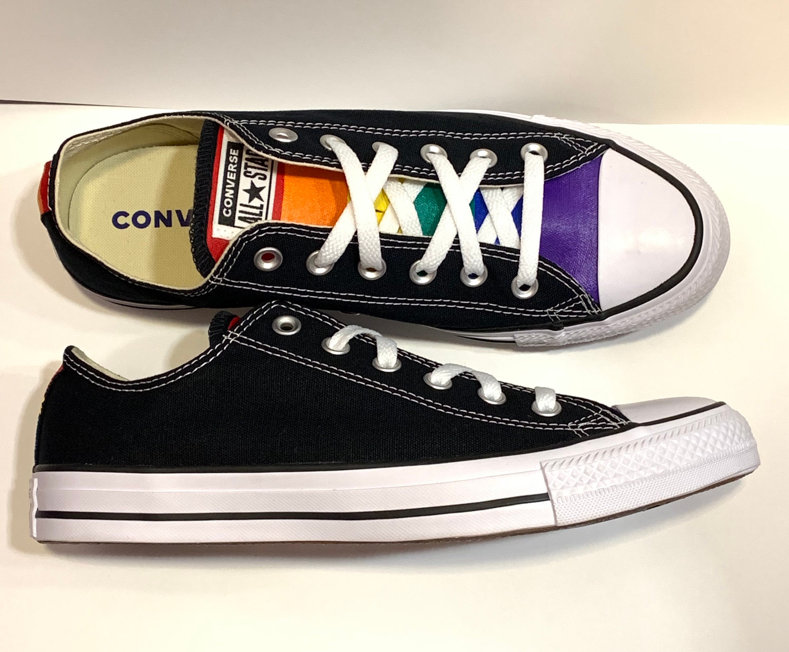 Converse Hand Painted Gay Pride With Rainbow Flag Etsy