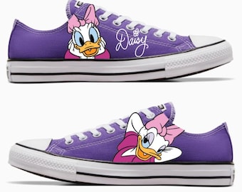Converse Hand Painted with Daisy Duck and Signature Design