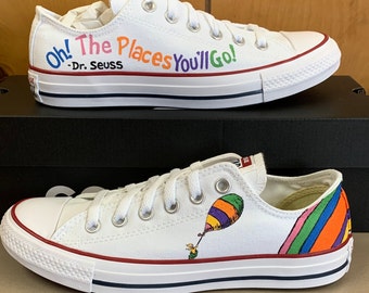 Converse Hand Painted Seuss Oh the Places You'll Go