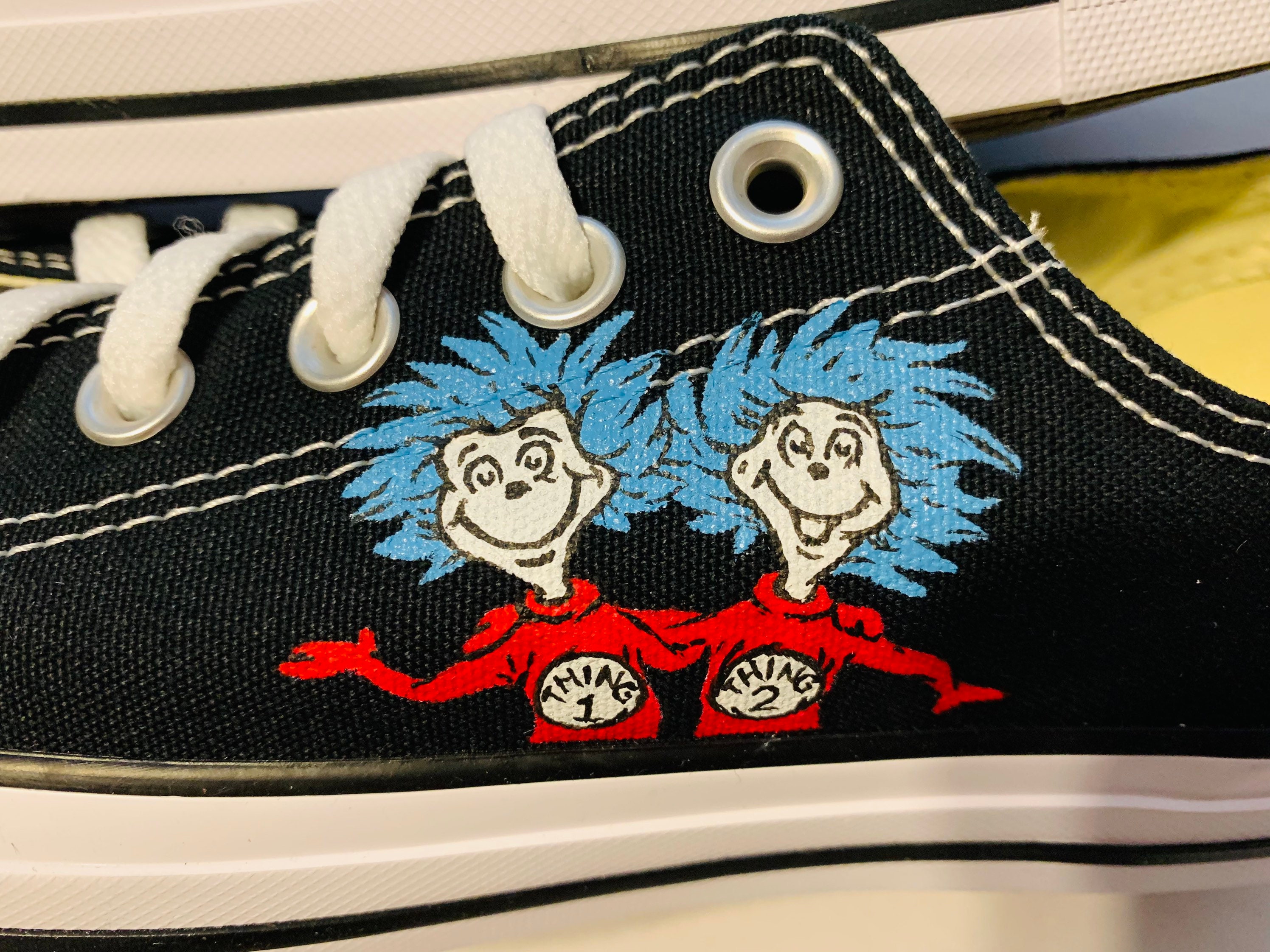 Converse Hand Painted Dr. Seuss the Cat in the Hat and Thing - Etsy Converse Hand Painted Dr. Seuss the Cat in the Hat and Thing - Etsy