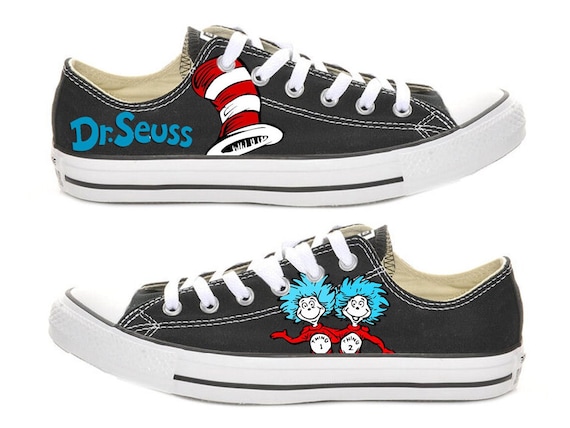Converse Hand Painted Dr. Seuss the Cat in the Hat and Thing - Etsy Converse Hand Painted Dr. Seuss the Cat in the Hat and Thing - Etsy