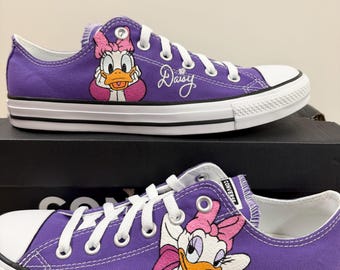 Converse Hand Painted with Daisy Duck and Signature Design
