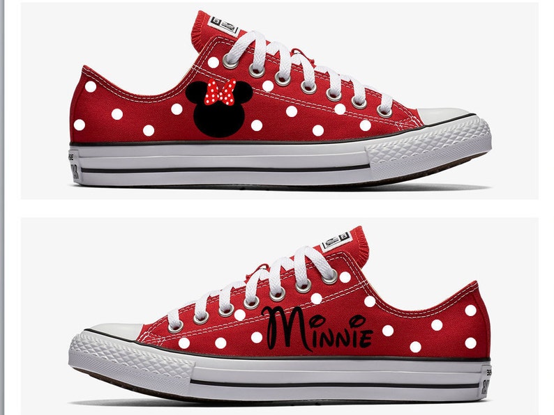 Converse Hand Painted with Minnie Mouse Design image 3