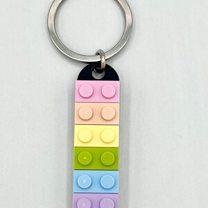 Pastel Rainbow Lego Keychain Double Row - Etsy