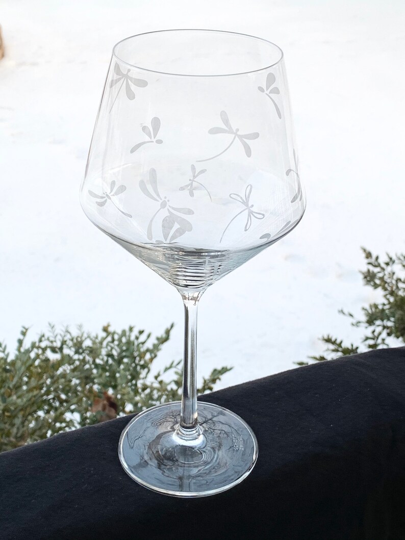 Etched Dragonflies Wine Glasses 24 Oz. Tour Etsy