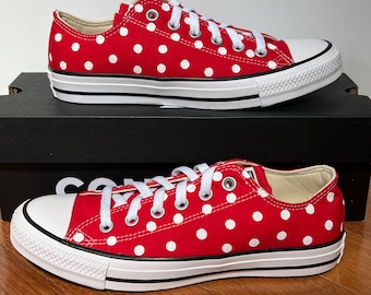 Custom Listing for TIFFANY ONLY - Red Converse Hand Painted with White Polka Dots