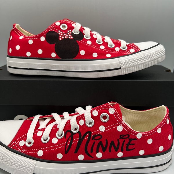 Converse Hand Painted with Minnie Mouse Design