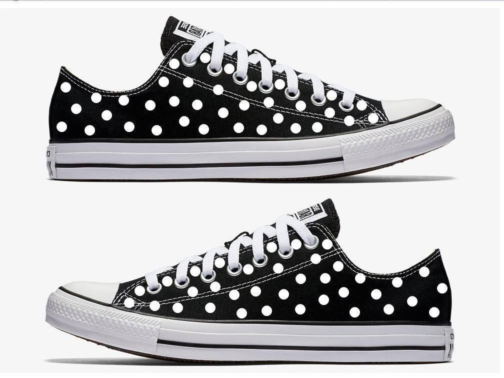 Black Converse Hand Painted With White Polka Dots - Etsy