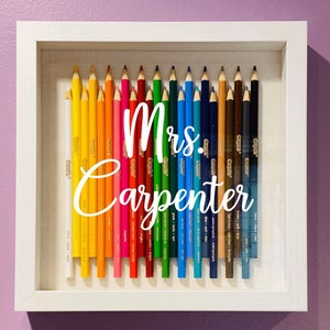 Crayola Colored Pencils Shadowbox Frame 9&quot; x 9&quot; - Teacher Gift - Classroom - Wall Art - Personalized