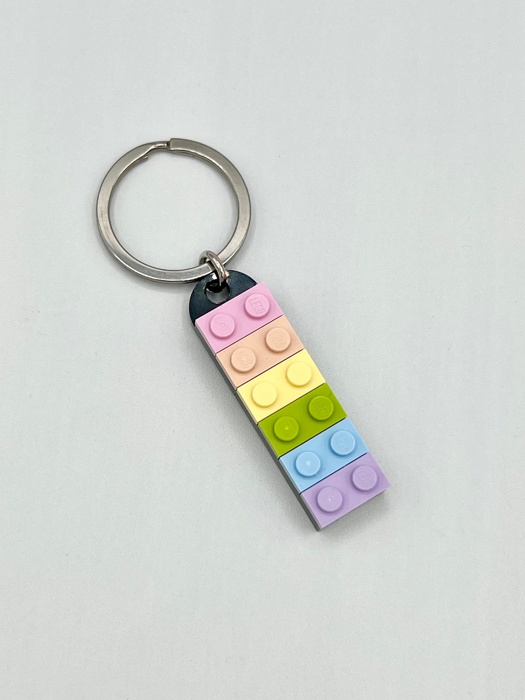 Pastel Rainbow Lego Keychain Double Row - Etsy