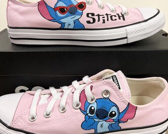 Stitch with Sunglasses Low Top Pink Converse Hand Painted - Men’s and Women’s Sizes Only