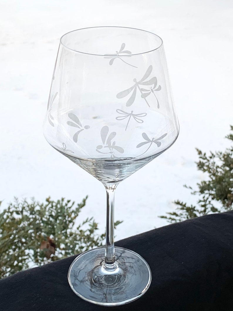 Etched Dragonflies Wine Glasses 24 Oz. Tour Etsy