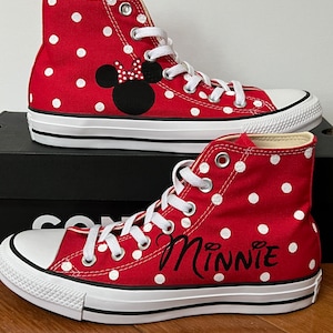 High Top Converse Hand Painted with Minnie Mouse Design