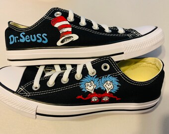 Converse Hand Painted Dr. Seuss the Cat in the Hat and Thing - Etsy Converse Hand Painted Dr. Seuss the Cat in the Hat and Thing - Etsy