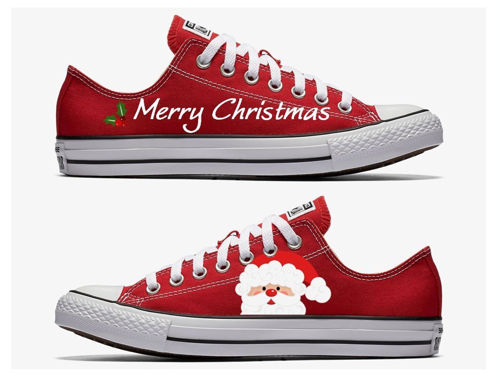 Christmas Santa Converse Hand Painted Etsy