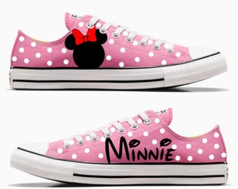 Converse Hand Painted with Pink Minnie Mouse Design
