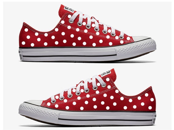 white polka dot converse