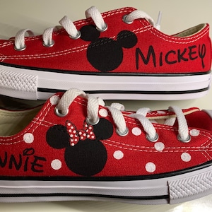 Converse Hand Painted with Mickey and Minnie Mouse Design