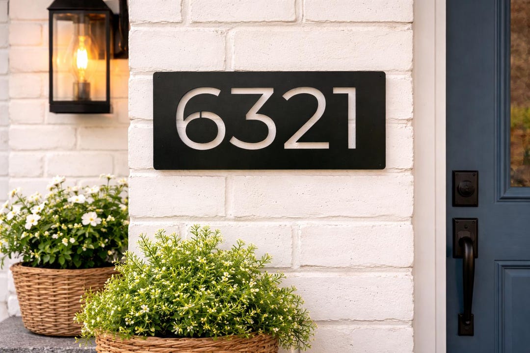 Custom Metal Address Sign, Modern House Number Sign, Personalized ...