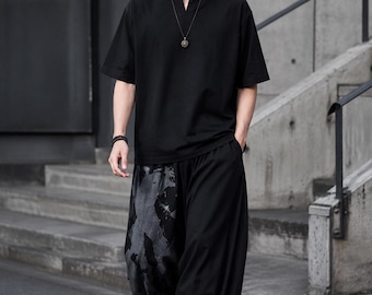 Japanese Harem Pants Men Baggy Linen Trousers Loose Fit Samurai Pants Streetwear Hippie Festival Yoga Pants
