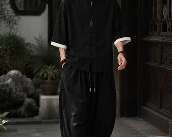 Harem Pants Men Drop Crotch Joggers Loose Baggy Streetwear Pants Elastic Waist Casual Trousers Harajuku Style Plus Size