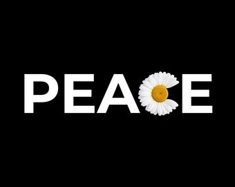 Peace T-Shirt PNG, Daisy Flower Shirt Design, minimalistische Blumensublimationsgrafik, inspirierende digitale Datei für einfache Bekleidungsprojekte