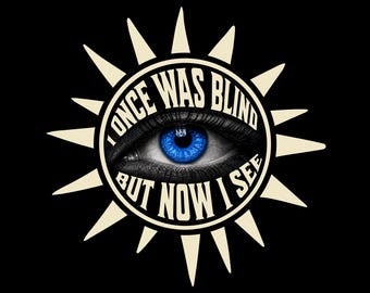 Ich war blind, jetzt sehe ich PNG, Faith Eye Shirt Design, christliche inspirierende Sublimationsgrafik, spirituelle digitale Datei für Zeugniskleidung