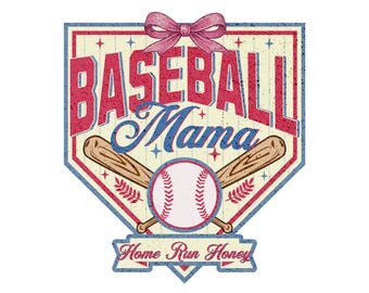 Baseball Mama T-Shirt PNG, Home Run Honey Shirt Design, Koquette Bow Sport Mom Sublimationsgrafik, Cute Game Day Digitale Datei für Kleidung