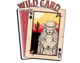 Wild Card Cowgirl PNG, Vintage Spielkarte, tshirt, t-shirt, t-shirt, shirts, Grafik, desigh, print, Kunst, Geschenk, Retro (digitaler Download)