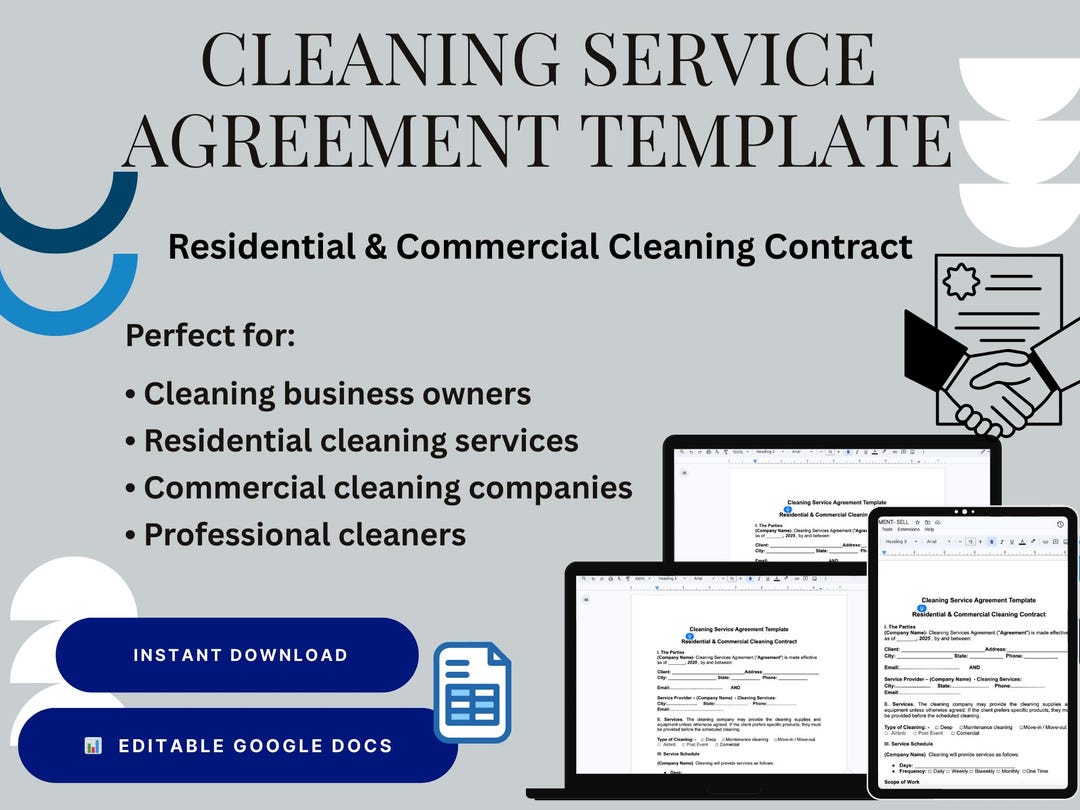 Cleaning Service Agreement Template | Residential & Commercial Cleaning ...